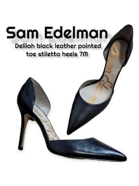 Sam Edelman Women's Delilah leather snakeskin black Pumps stiletto heels Shoes 7